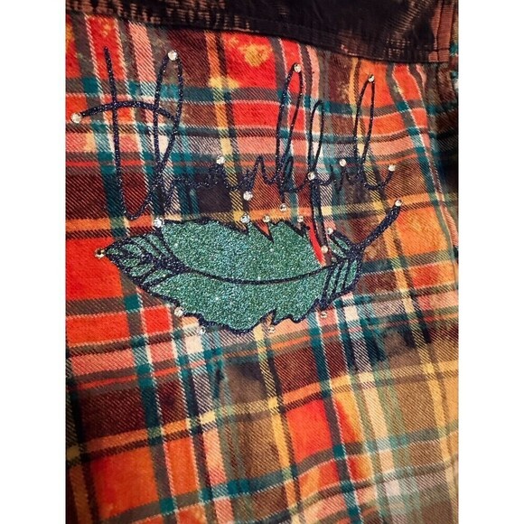 Upcycled Distressed Ombre “Thankful” Boutique Long Sleeve 18m  Corduroy Detail - Picture 5 of 6